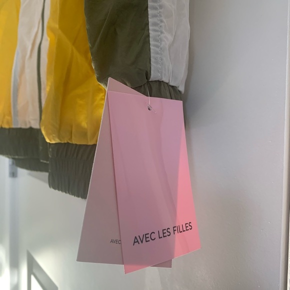 Avec Les Filles Colorblock Nylon Track Jacket - Size L - Olive Multi - NWT - Picture 9 of 10